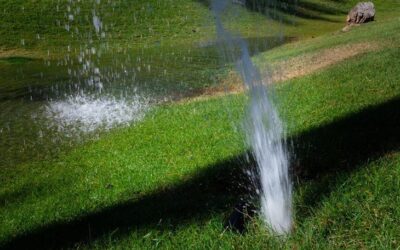 Broken Sprinklerheads Waste Water in the Dark